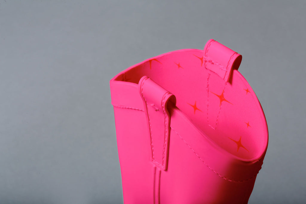 dakota ridge atomic pink kid's all weather rubber cowboy boots detail 3