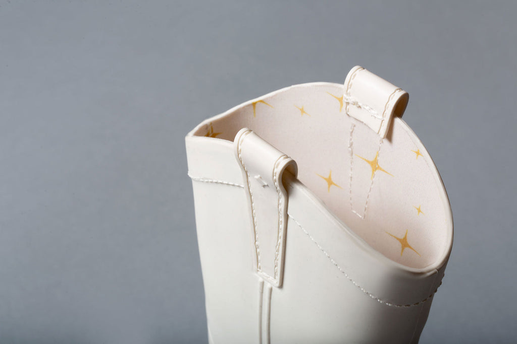 dakota ridge bone white kid's all weather rubber cowboy boots detail 3
